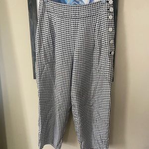 Club Monaco balloon pants. Black and white checkered with side button closure